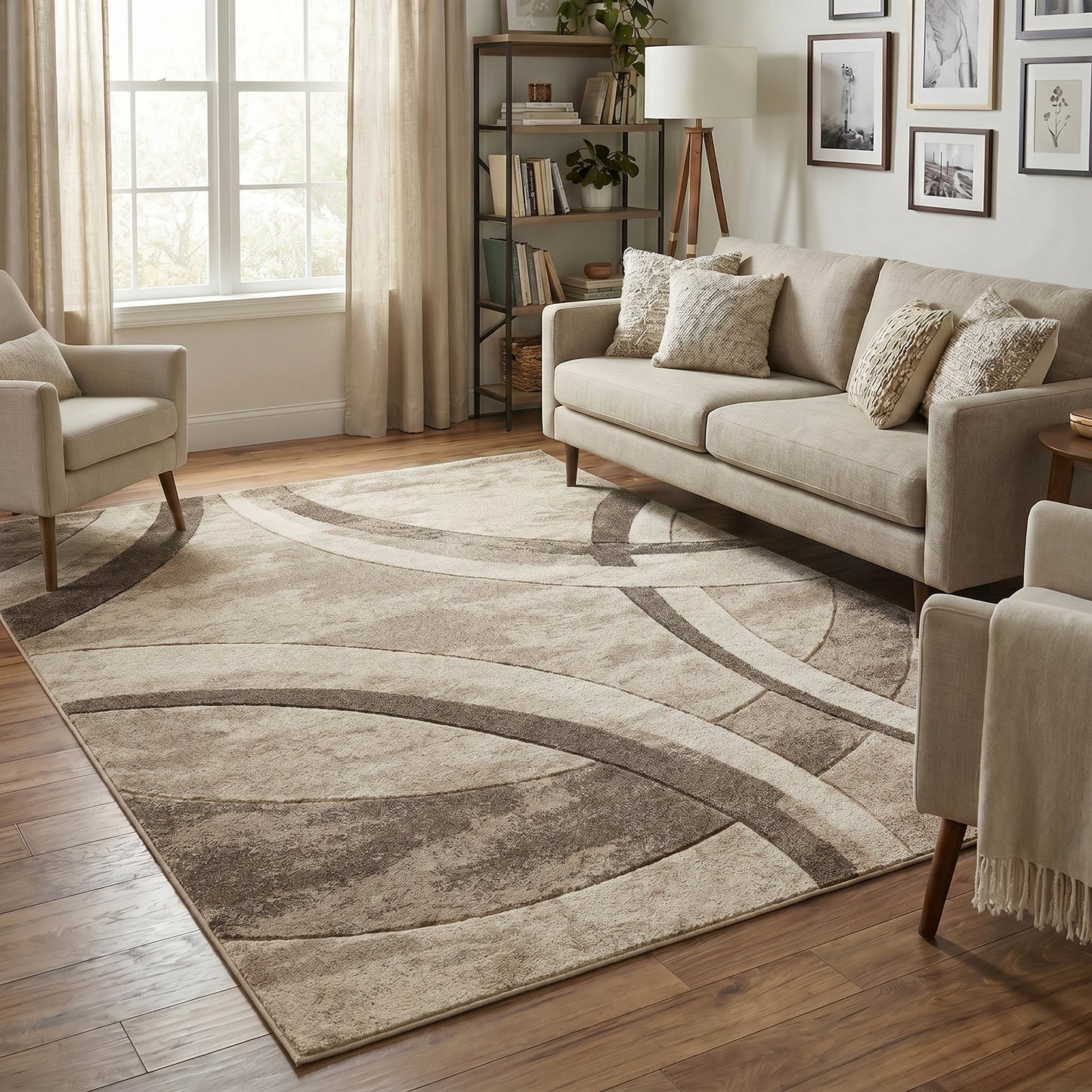 Santiago Carved Abstract Rug - Curve Grey