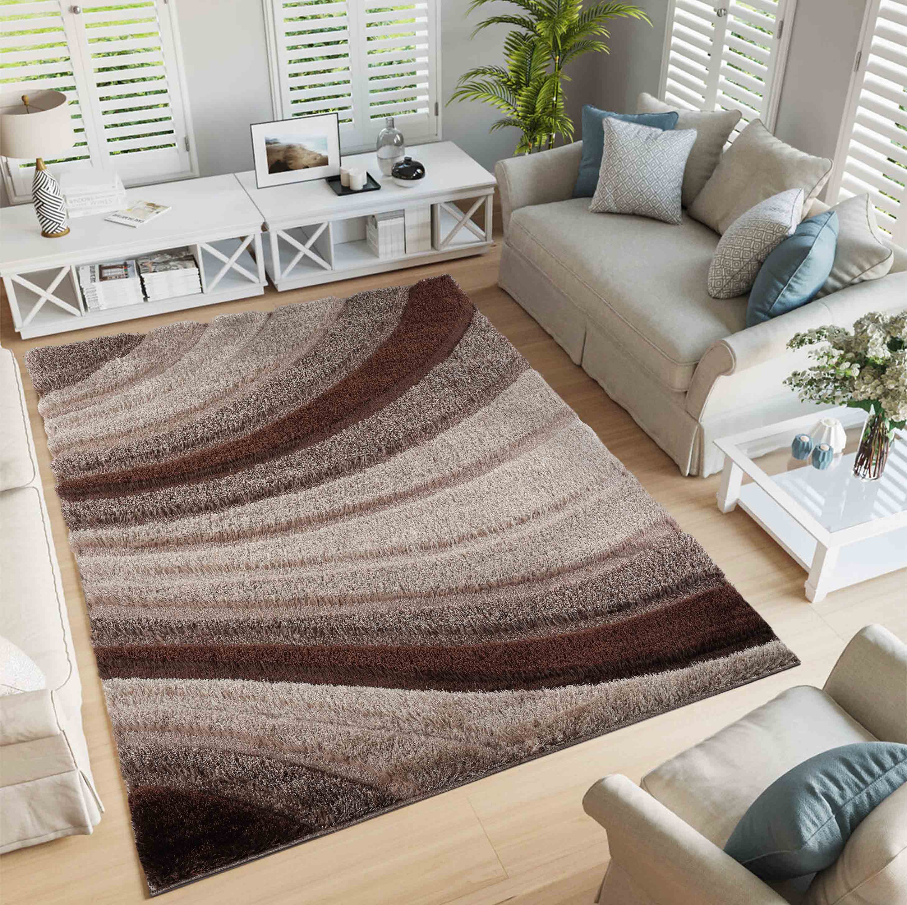 California Waves Shaggy Rug - Bronze