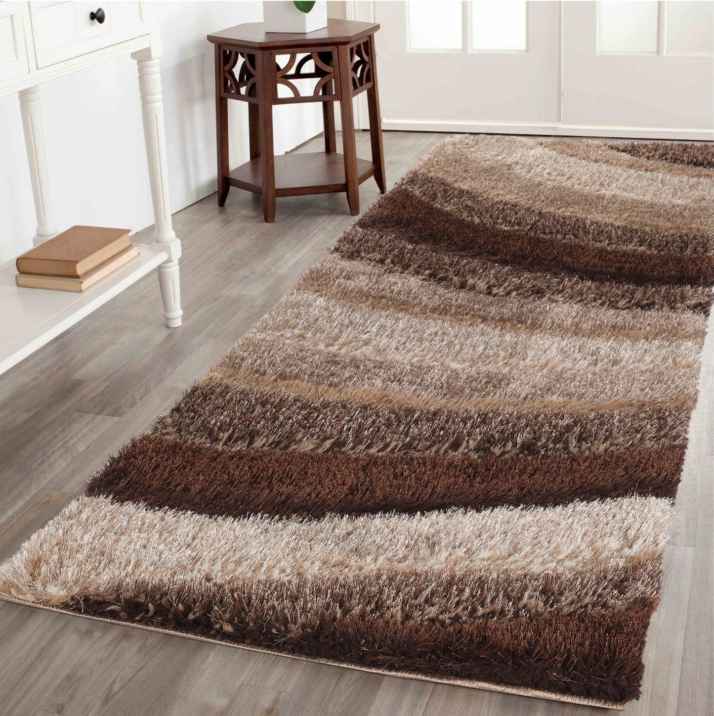California Hand-Carved Shaggy Rug - Waves Bronze