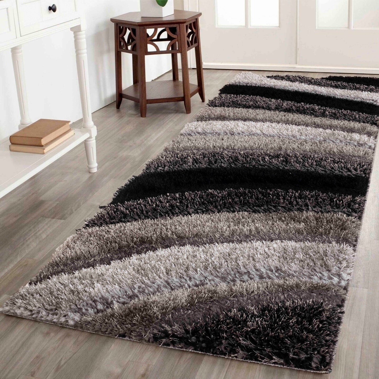 California Hand-Carved Shaggy Rug - Waves Bronze