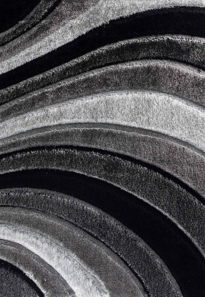 California Hand-Carved Shaggy Rug - Waves Grey