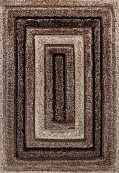 Bronze California Bordered carved shaggy rug, flat portrait view