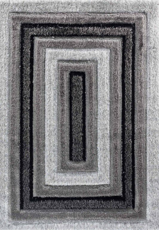 California Bordered Shaggy Rug - Grey