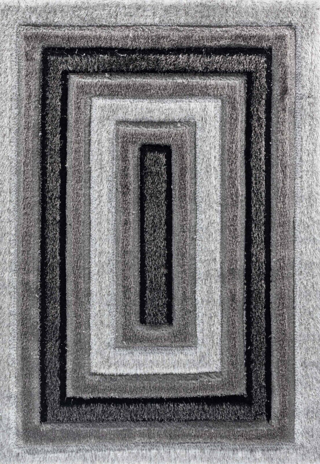 California Hand-Carved Shaggy Rug - Bordered Grey
