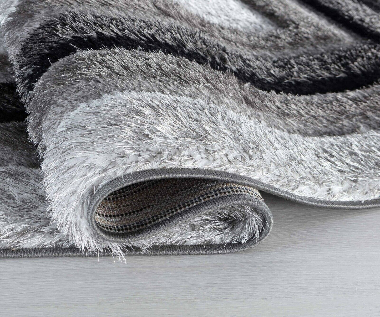 California Bordered Shaggy Rug - Grey