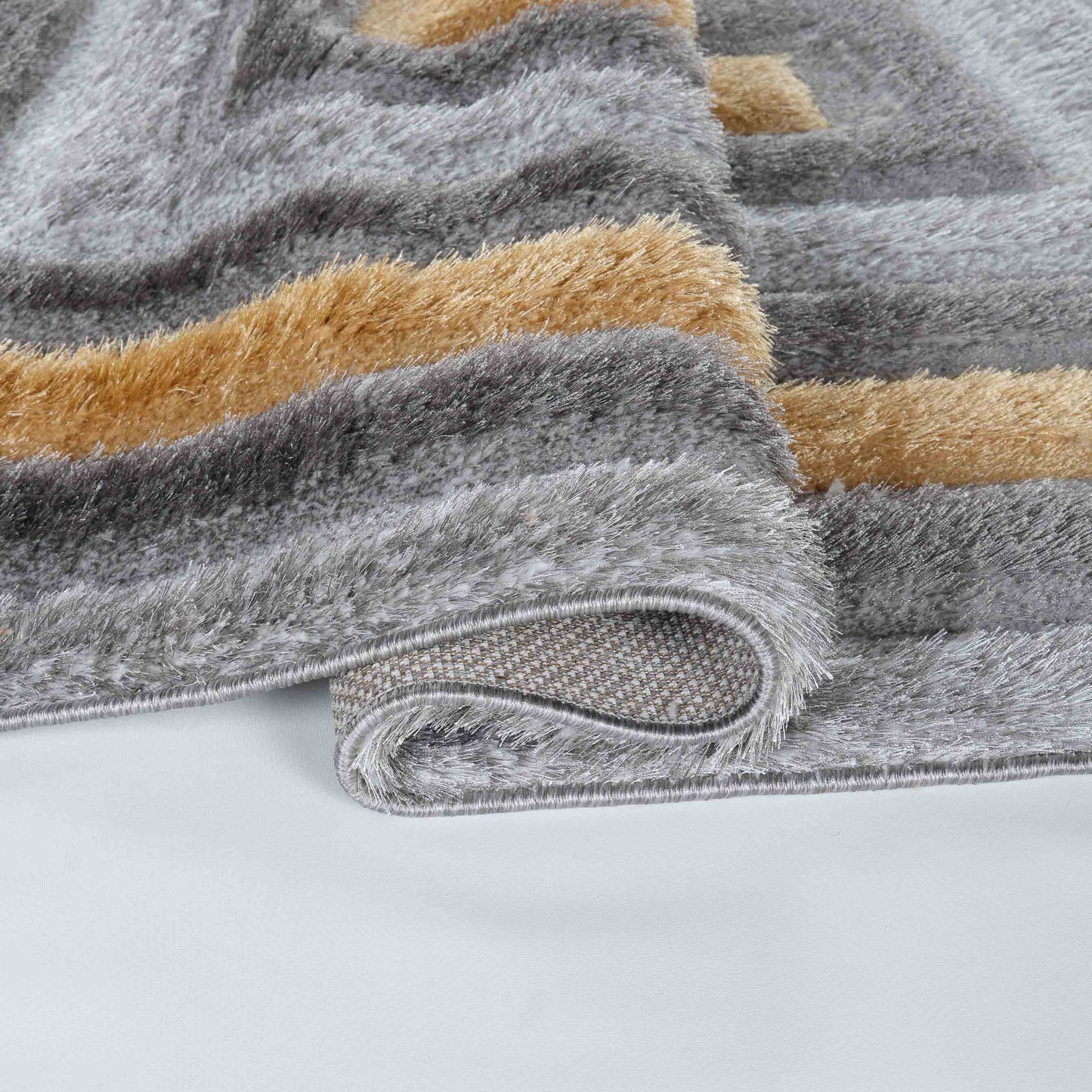 California Bordered Shaggy Rug - Ochre