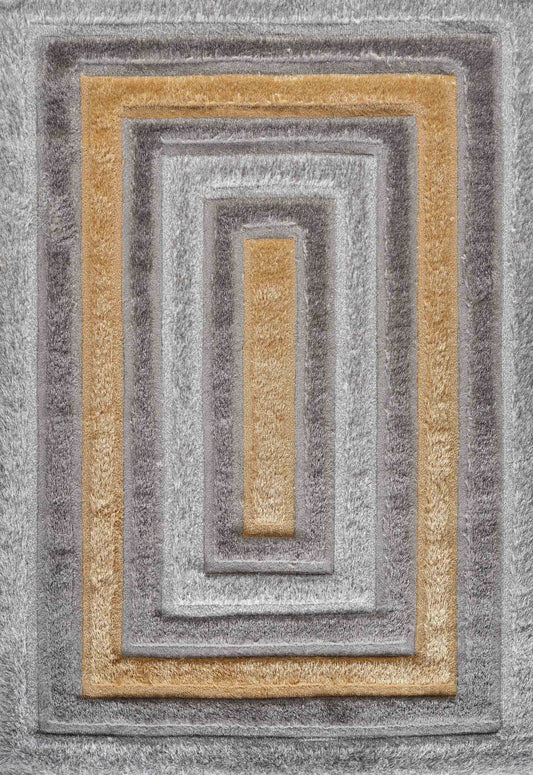 California Bordered Shaggy Rug - Ochre