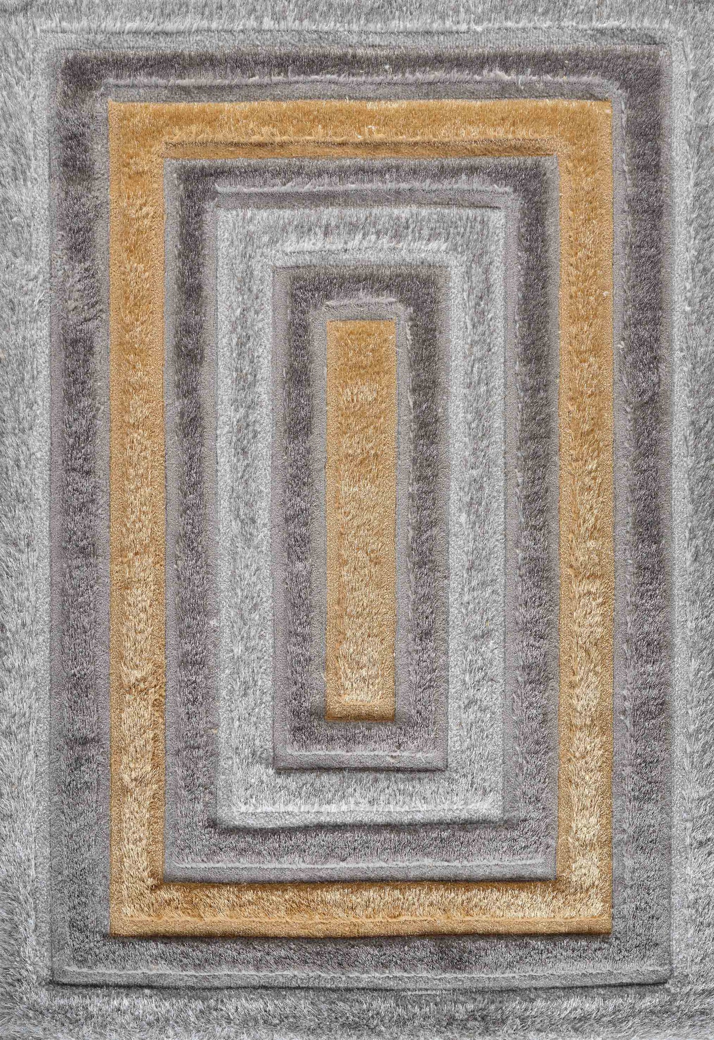 California Bordered Shaggy Rug - Ochre
