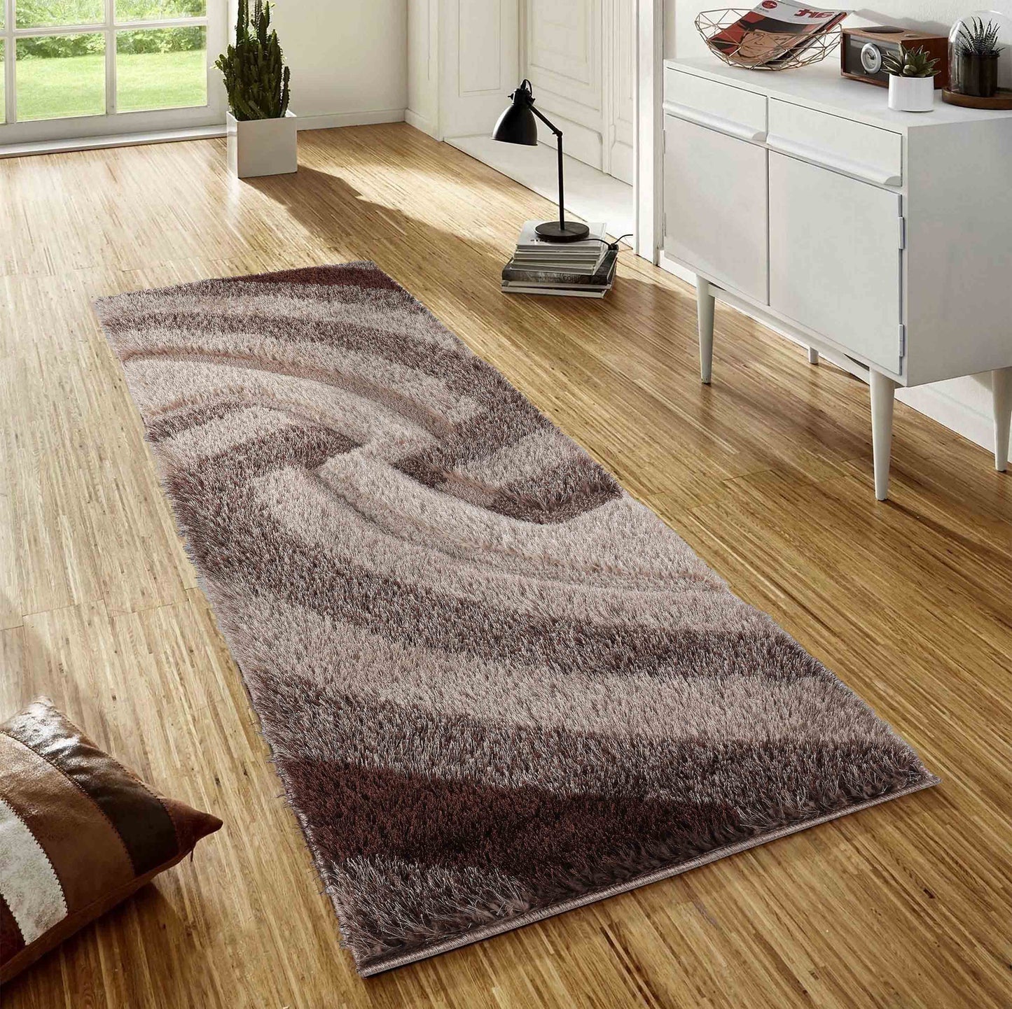 California Swirl Shaggy Rug - Bronze