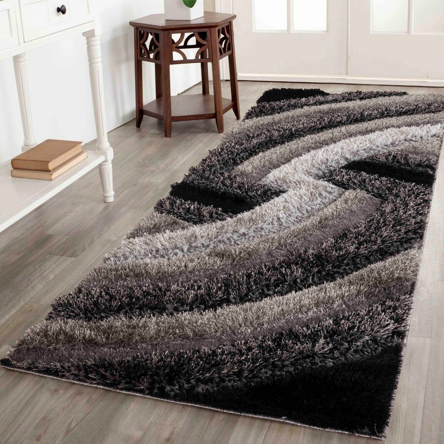 California Hand-Carved Shaggy Rug - Swirl Bronze