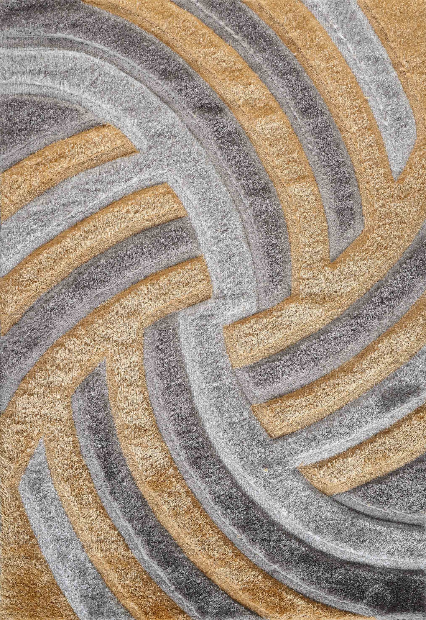 California Swirl Shaggy Rug - Ochre