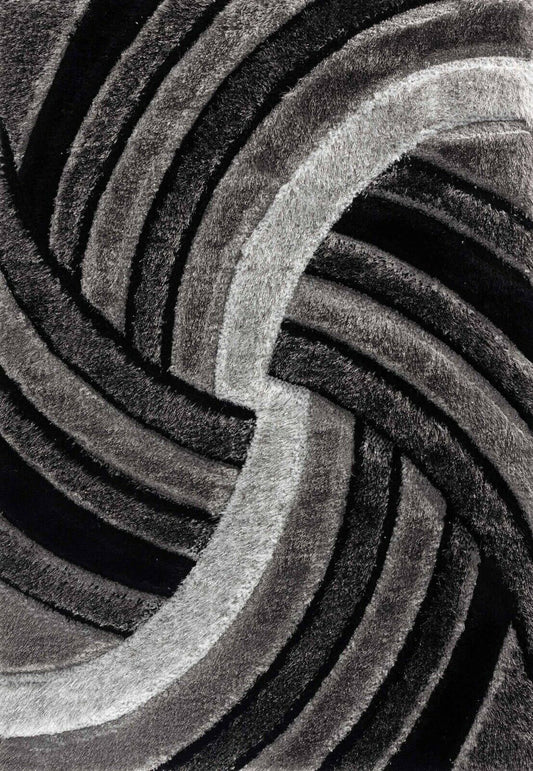 California Swirl Shaggy Rug - Grey