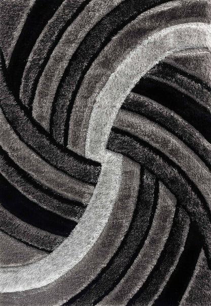 California Hand-Carved Shaggy Rug - Swirl Grey