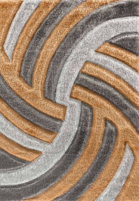 California Swirl Shaggy Rug - Ochre