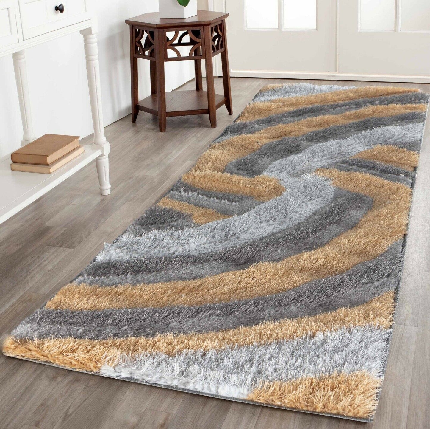California Swirl Shaggy Rug - Ochre