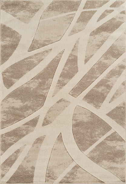 Beige Santiago Dynamic carved abstract rug, flat portrait view