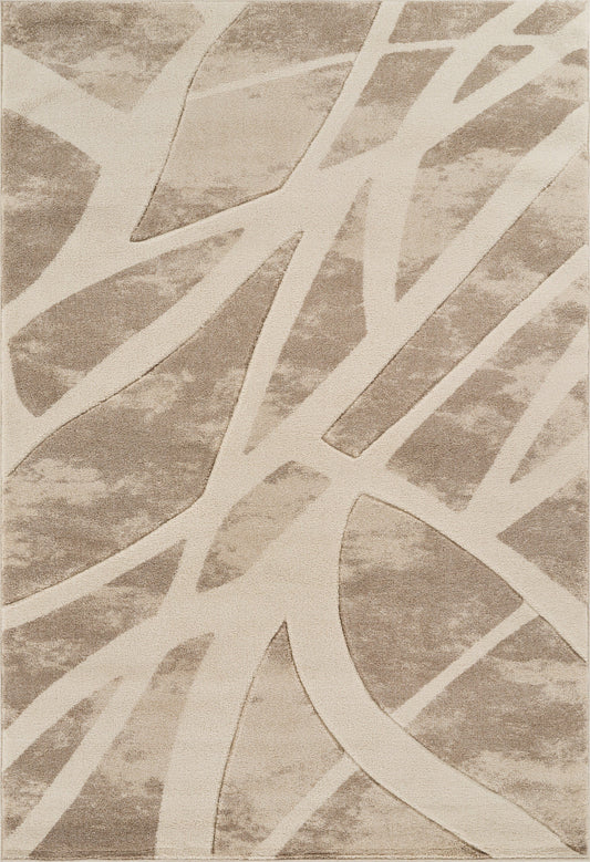 Beige Santiago Dynamic carved abstract rug, flat portrait view