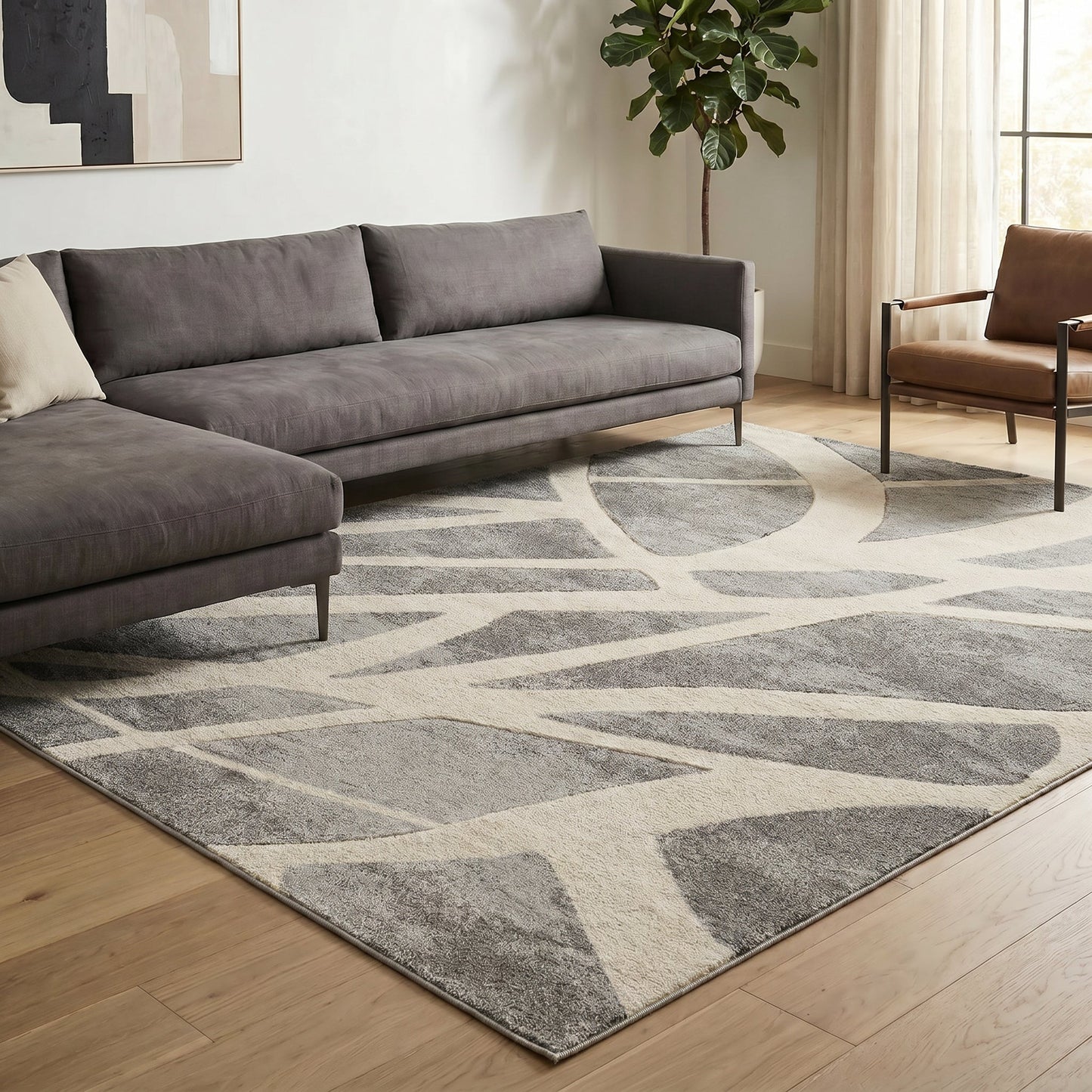 Santiago Carved Abstract Rug - Dynamic Grey
