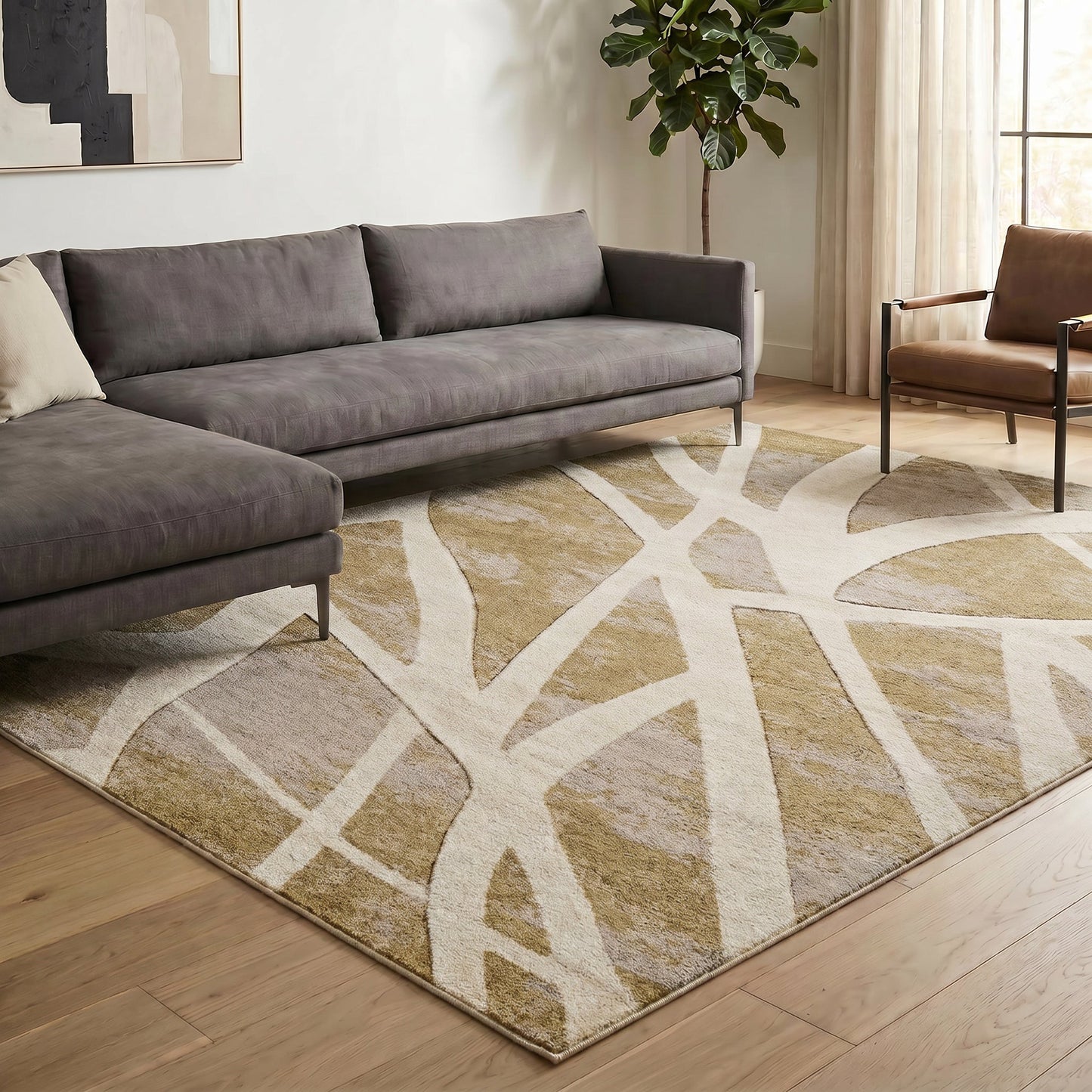 Santiago Carved Abstract Rug - Dynamic Grey