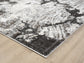 Grey Eleanor Astro embossed abstract rug, corner fold detail