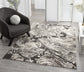 Grey Eleanor Astro embossed abstract rug, in a room setting