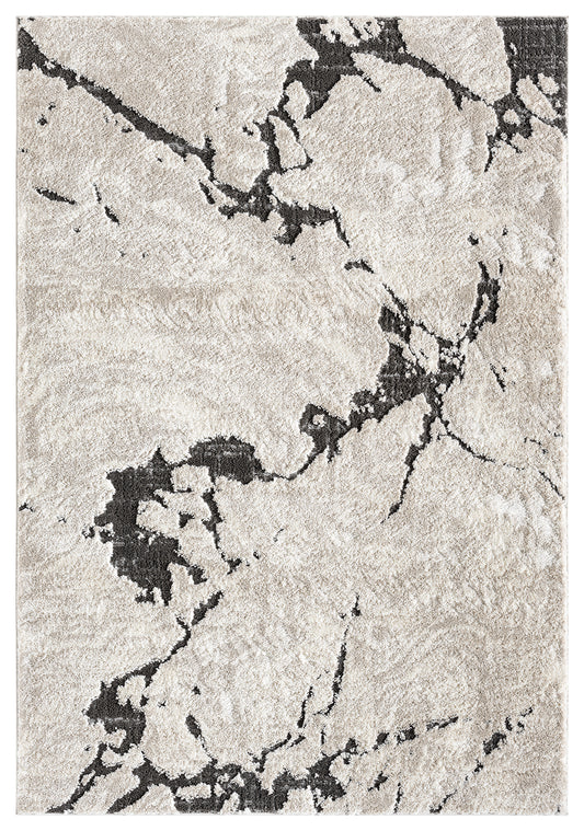 Mocha Eleanor Astro embossed abstract rug, top-down view