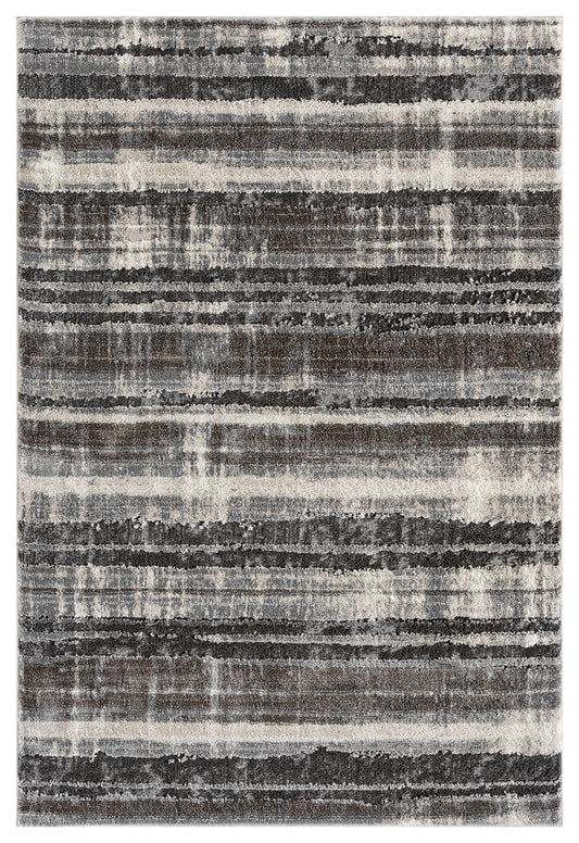 Grey Eleanor Linear embossed abstract rug, top-down view