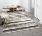 Mocha Eleanor Linear embossed abstract rug, in a room setting