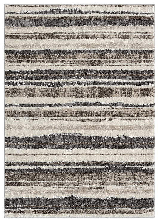 Mocha Eleanor Linear embossed abstract rug, top-down view