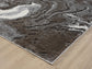 Grey Eleanor Marble embossed abstract rug, corner fold detail