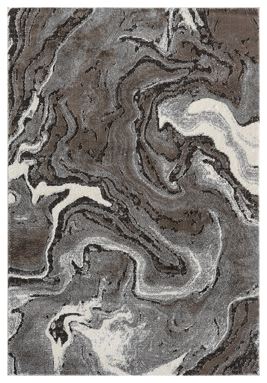 Grey Eleanor Marble embossed abstract rug, top-down view
