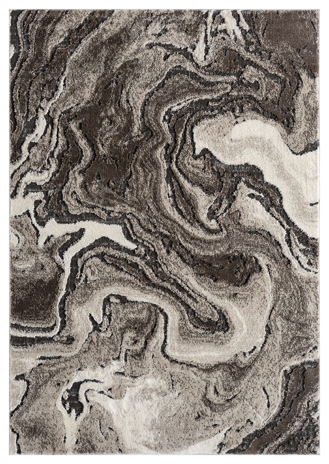 Mocha Eleanor Marble embossed abstract rug, top-down view