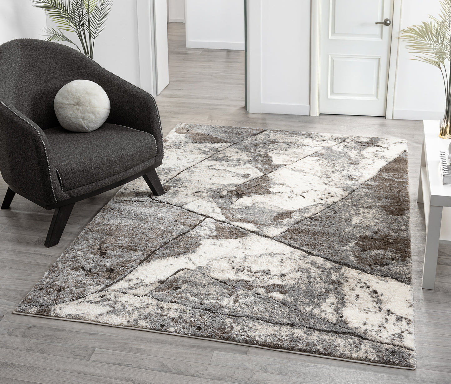 Eleanor Embossed Abstract Rug - Slate Mocha