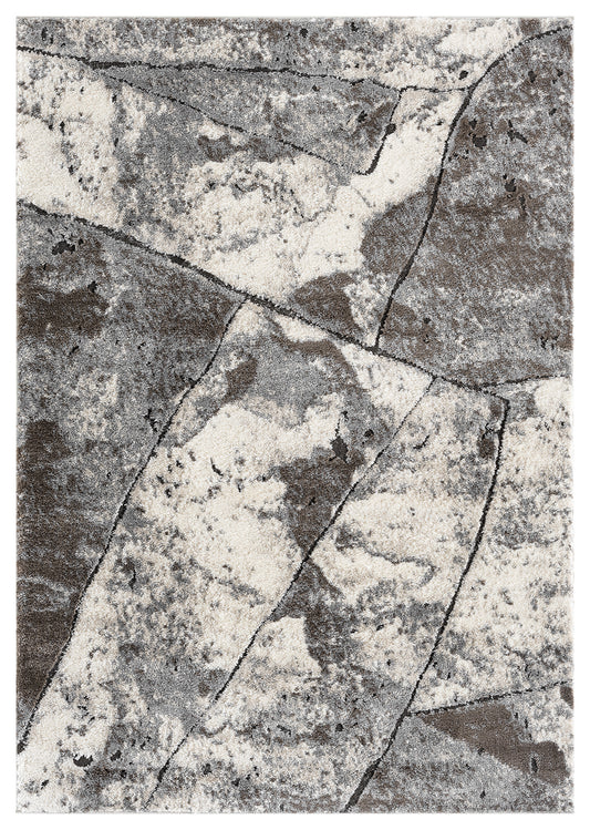 Grey Eleanor Slate embossed abstract rug, top-down view