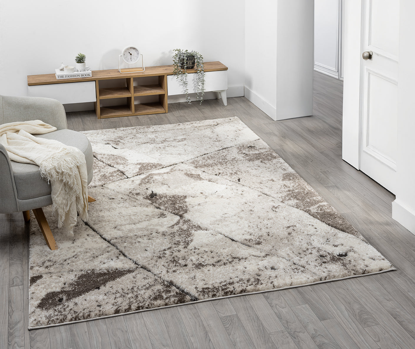 Eleanor Embossed Abstract Rug - Slate Mocha