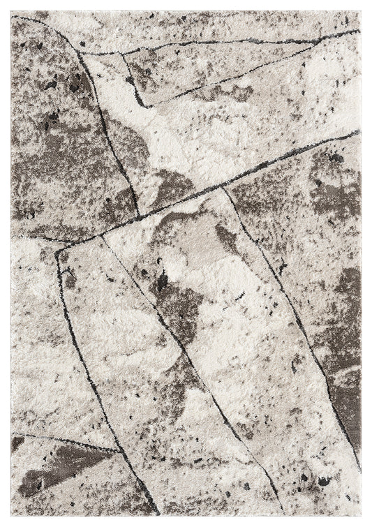 Mocha Eleanor Slate embossed abstract rug, top-down view