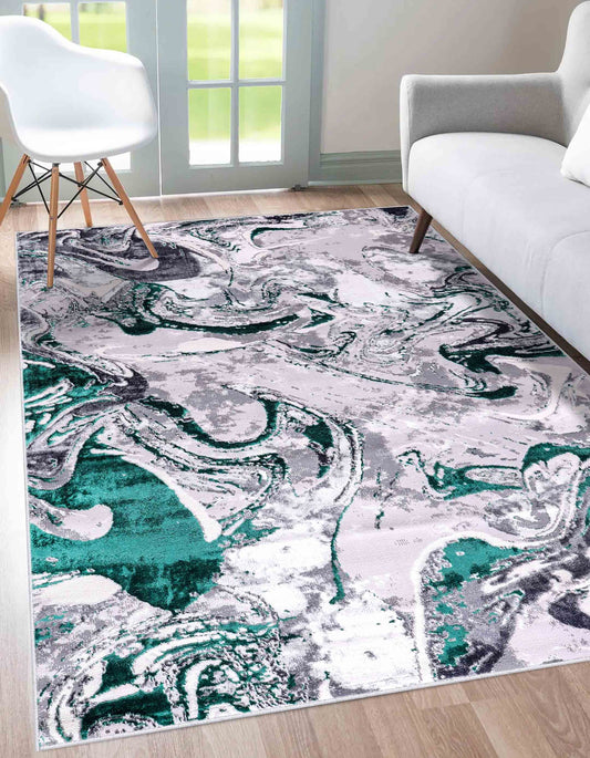 Emperor Solarius Abstract Rugs  - Aqua