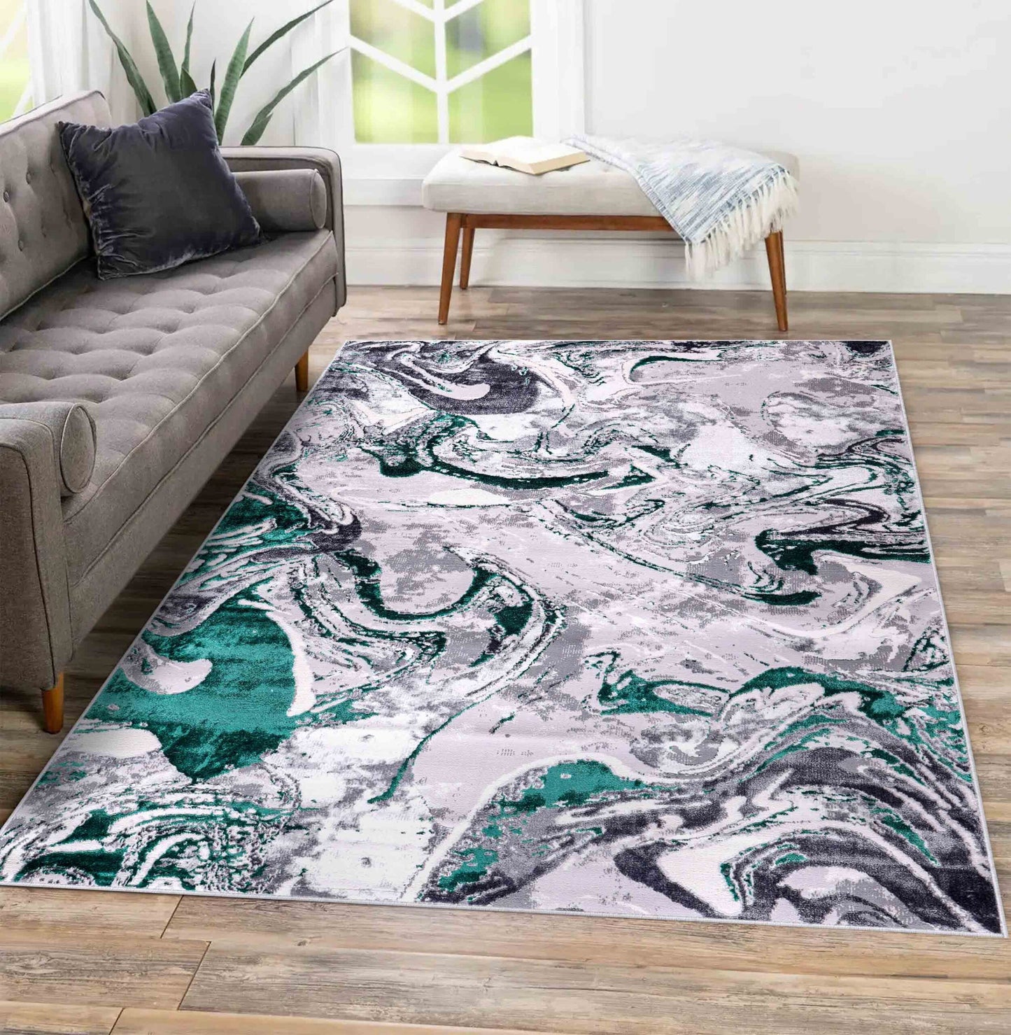 Emperor Solarius Abstract Rugs  - Aqua
