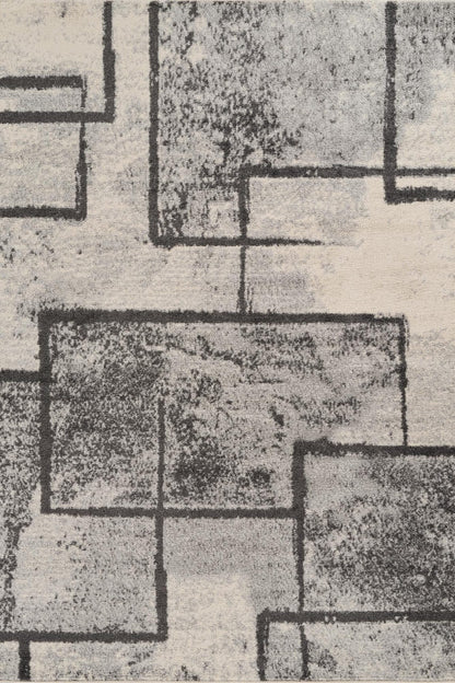 Rhodes Neutral Geometric Rug - Enigma Grey