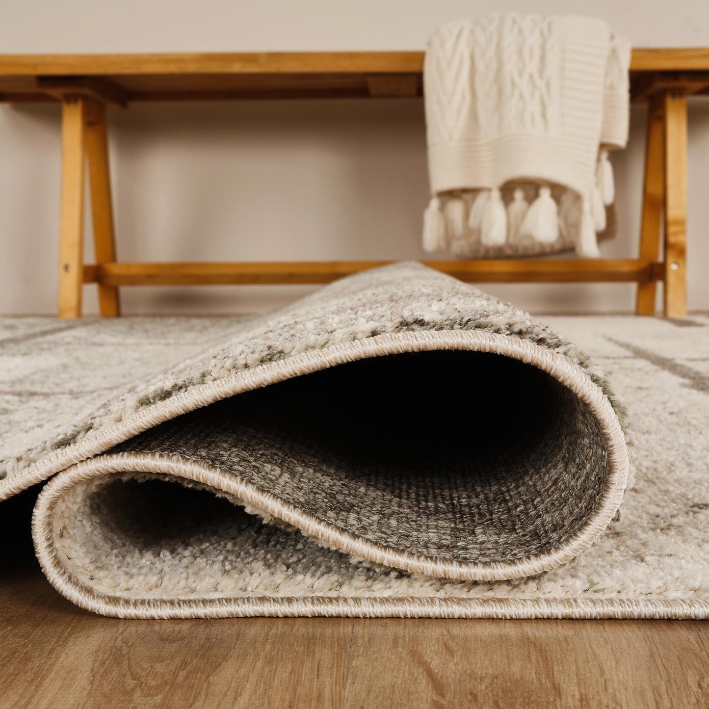 Rhodes Neutral Geometric Rug - Enigma Sage