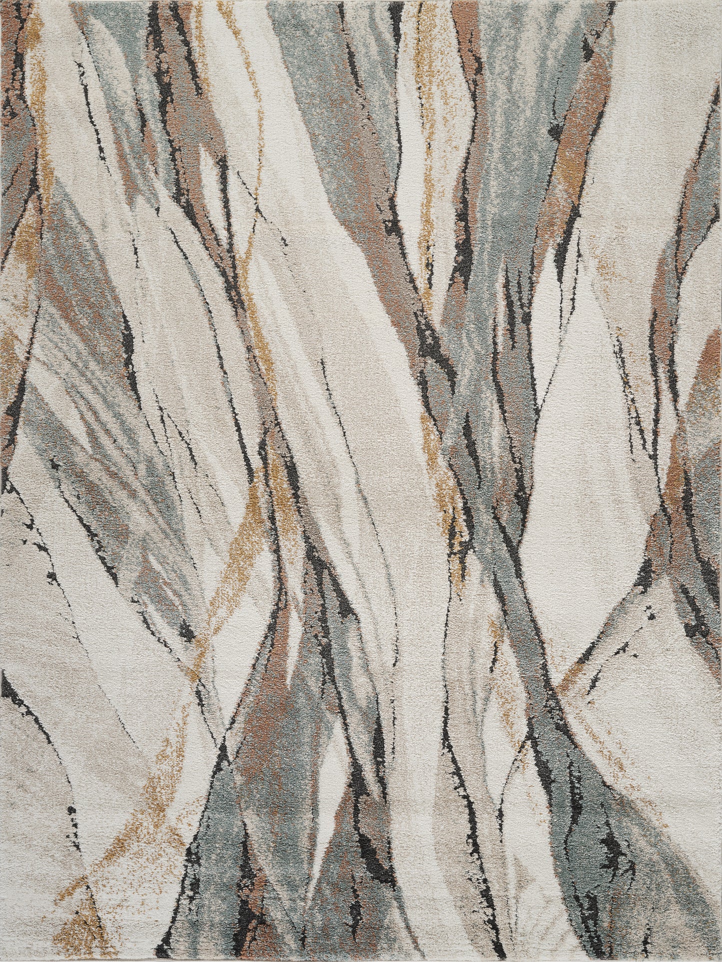 Essence Aura textured abstract rug, styled view
