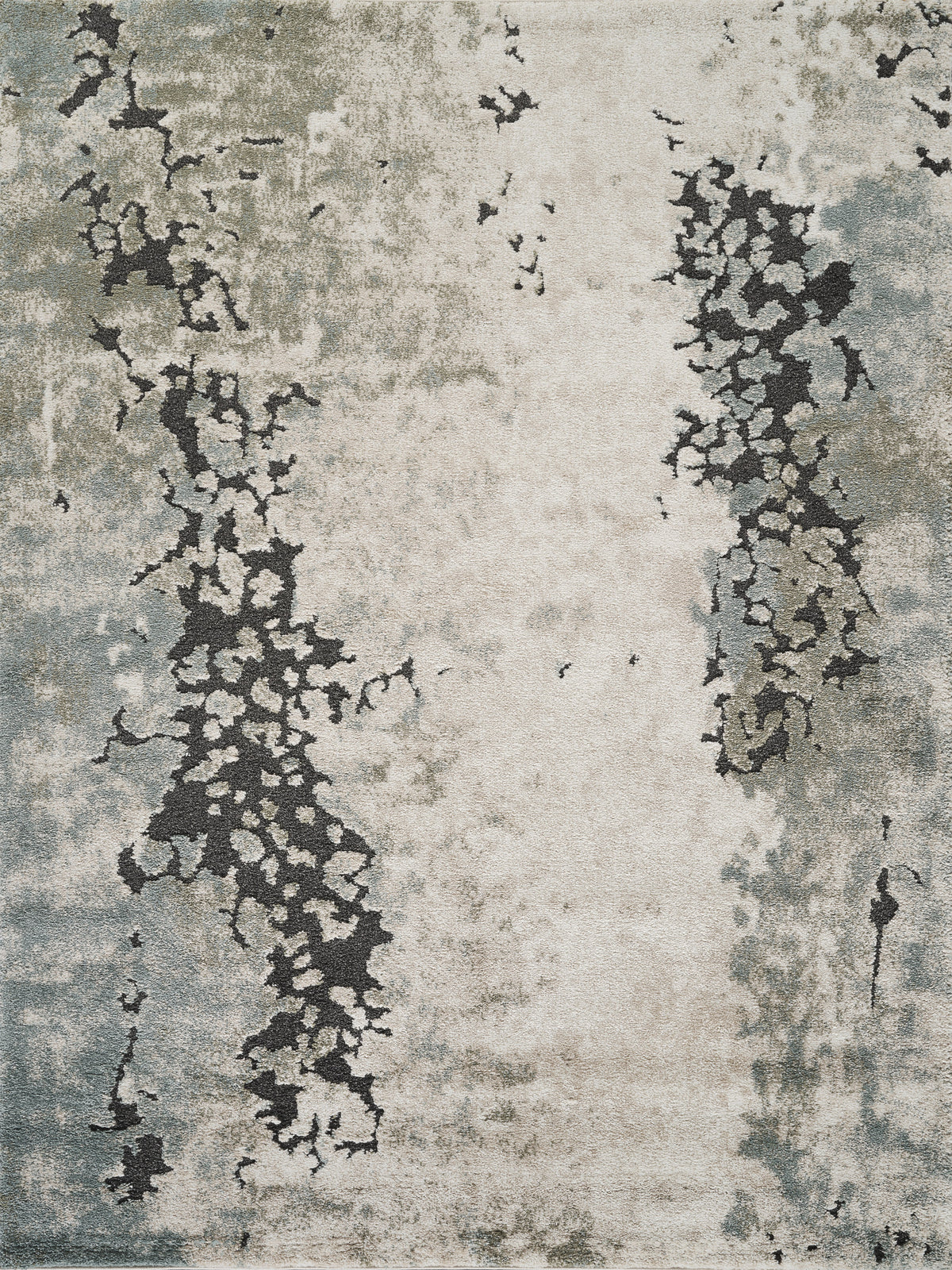 Sage Green Essence River textured abstract rug, flat portrait view