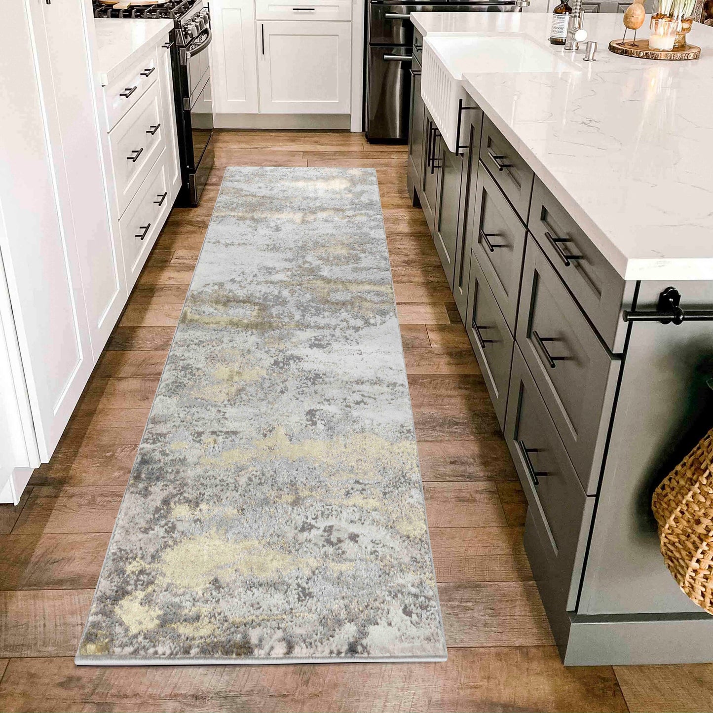 Emperor Metallic Abstract Rug - Onyx Gold