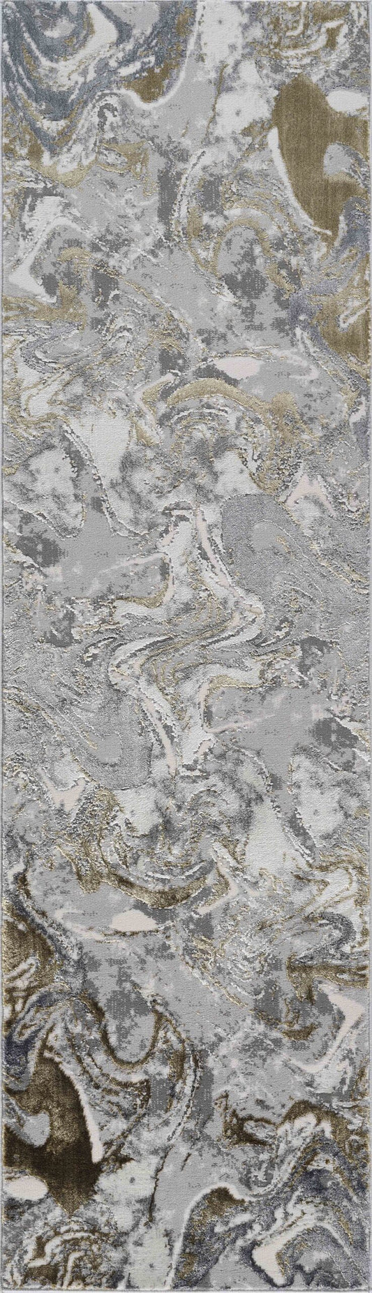 Gold Emperor Solarius abstract rug, flat portrait view 2