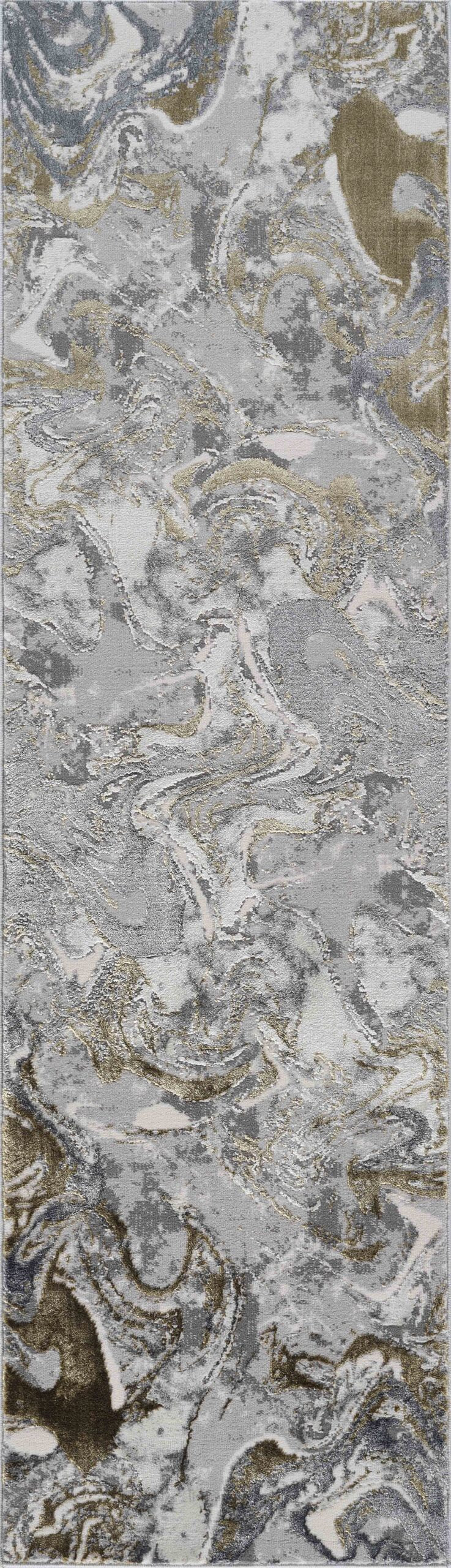 Emperor Metallic Abstract Rug - Solarius Gold