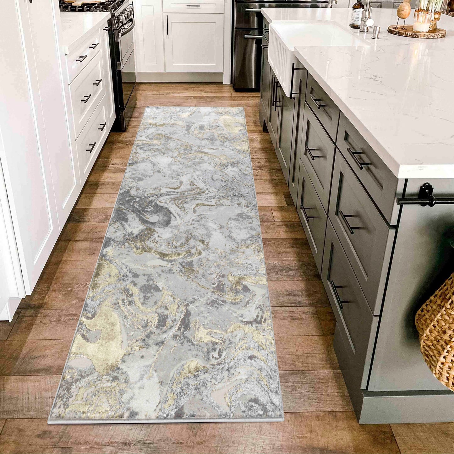 Emperor Metallic Abstract Rug - Solarius Gold