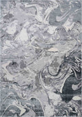 Silver Emperor Solarius abstract rug, flat portrait view