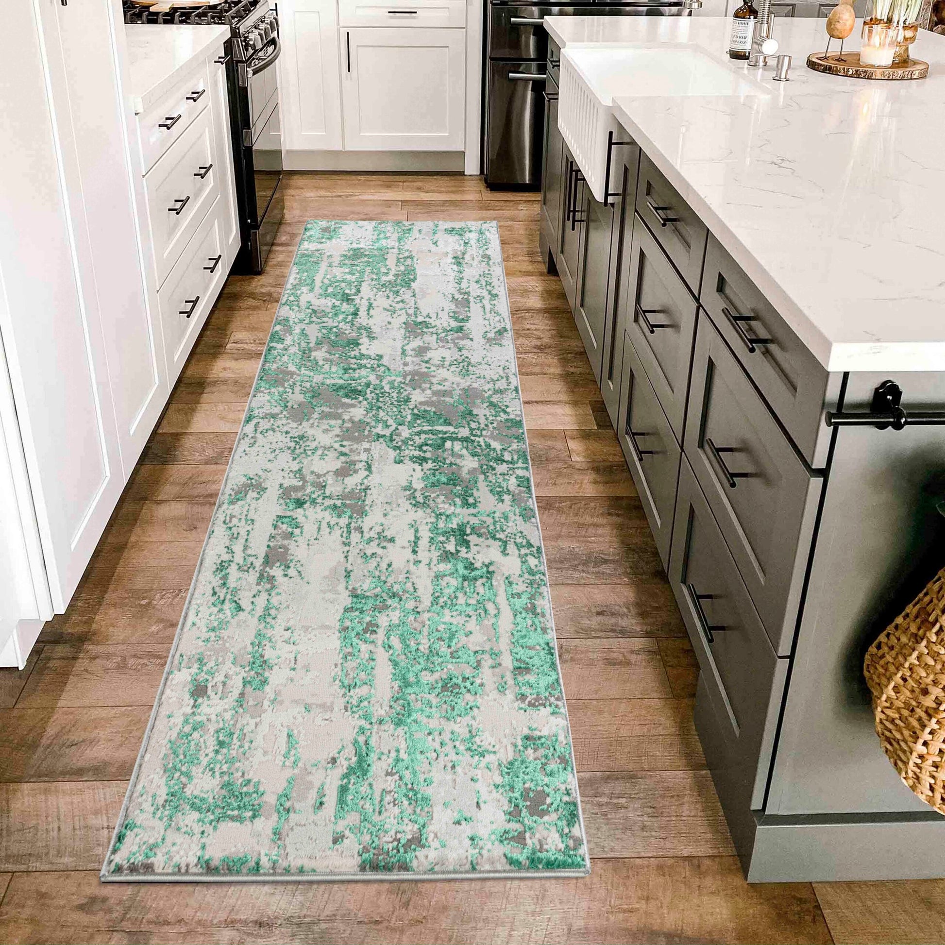 Aqua Emperor Styra abstract rug, runner size