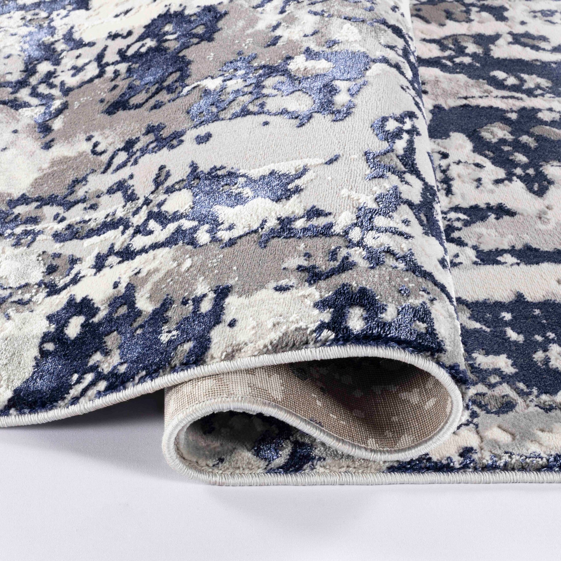 Navy Blue Emperor Styra abstract rug, close-up pile detail 2