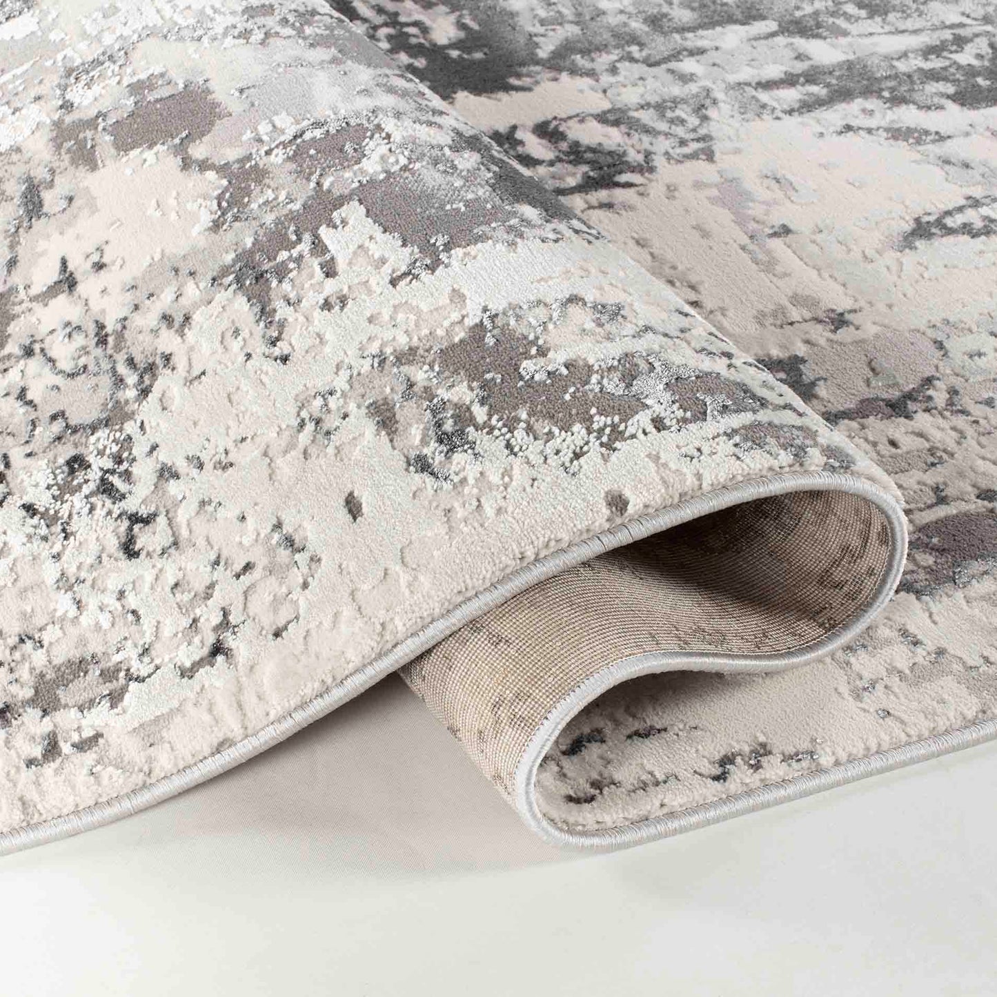 Silver Emperor Styra abstract rug, close-up pile detail